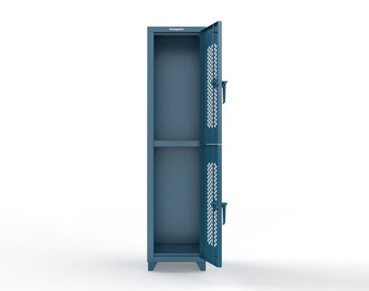Extra Heavy Duty 14 GA Double-Tier Ventilated Locker, 2 Compartments - 18 in. W x 18 in. D x 75 in. H - 1.66-2H-18-2T-L-5001