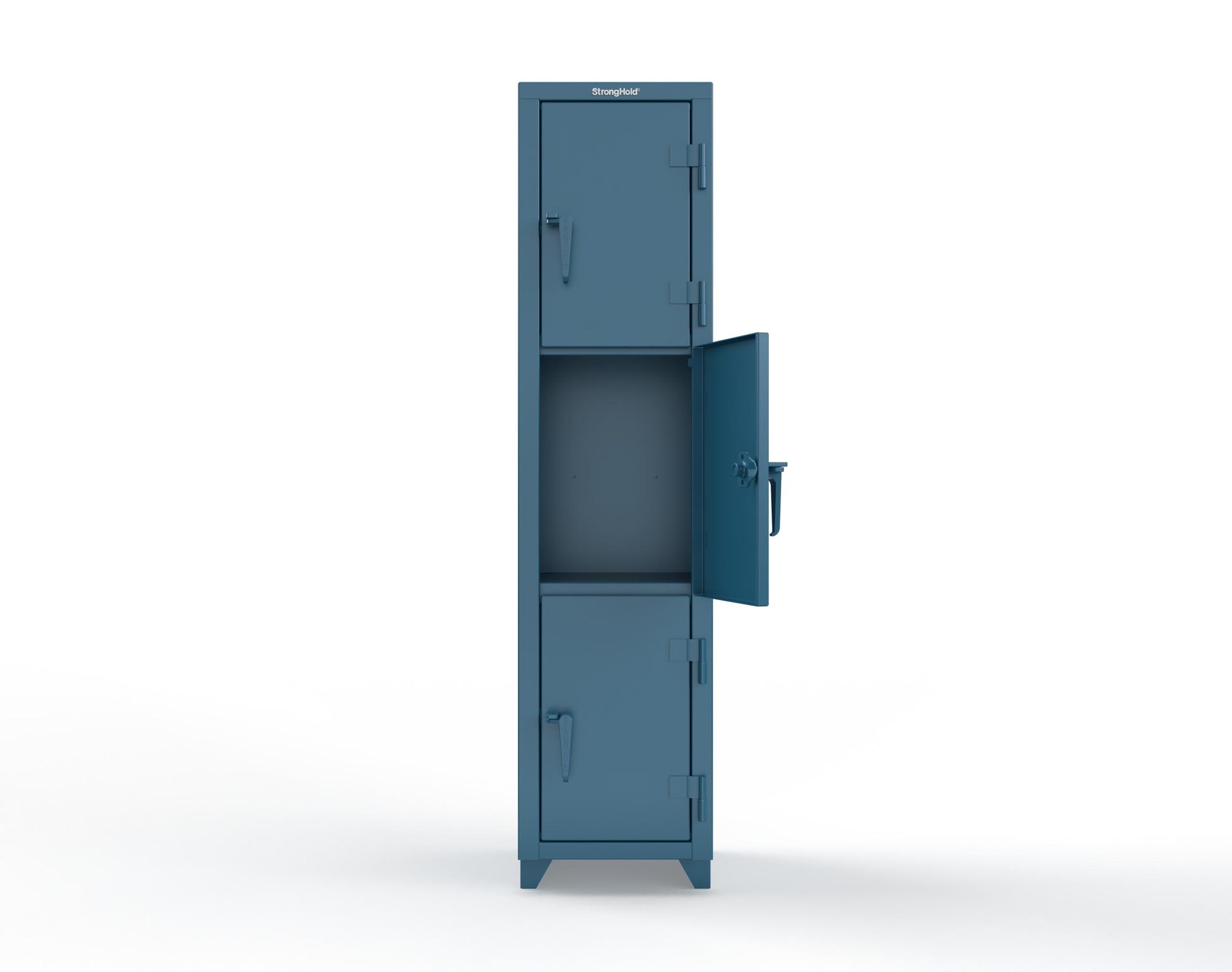 Extra Heavy Duty 14 GA Triple-Tier Locker, 3 Compartments - 18 in. W x 18 in. D x 75 in. H - 1.66-3D-18-3T-L-5001