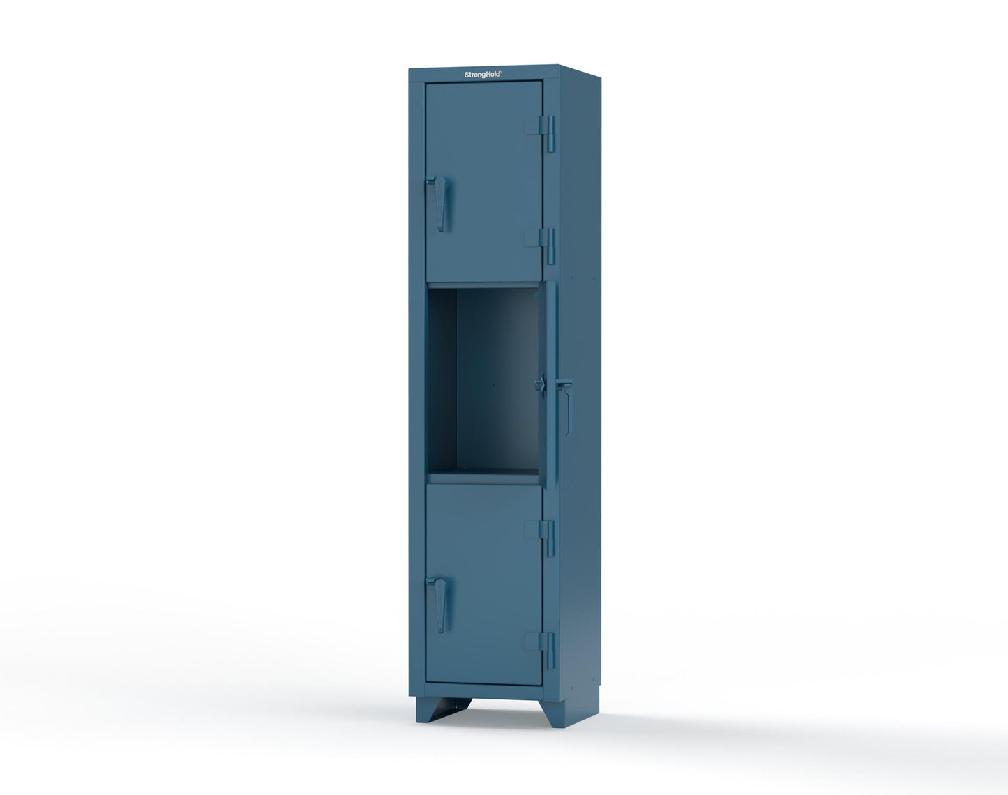 Extra Heavy Duty 14 GA Triple-Tier Locker, 3 Compartments - 18 in. W x 18 in. D x 75 in. H - 1.66-3D-18-3T-L-5001