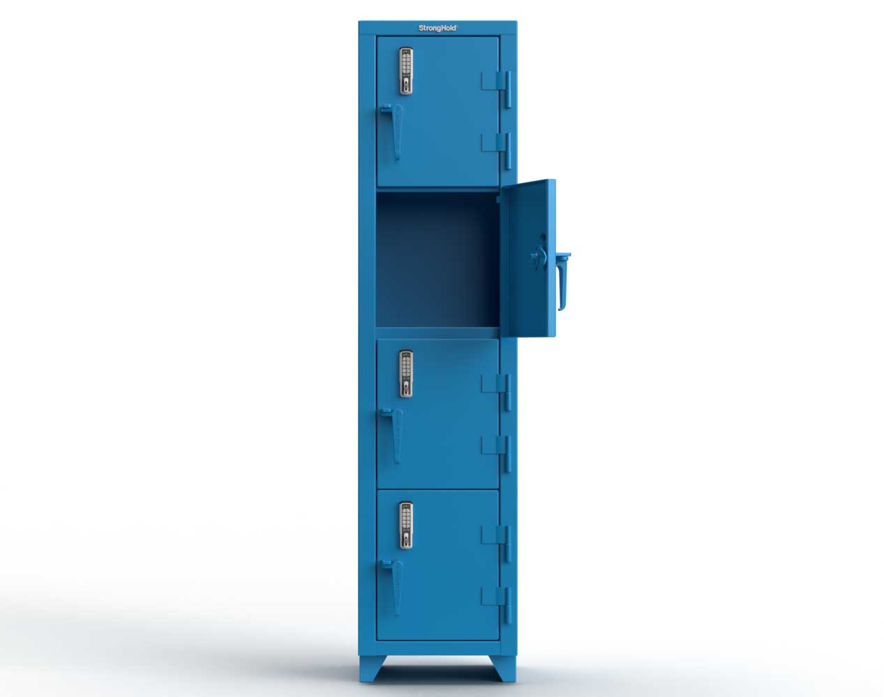 Extra Heavy Duty 14 GA 4-Tier Locker with Keyless Entry Lock, 4 Compartments - 18 in. W x 18 in. D x 75 in. H
