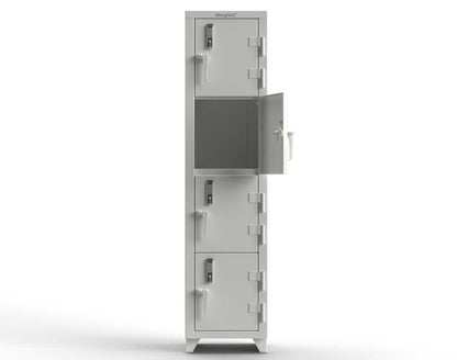 Extra Heavy Duty 14 GA 4-Tier Locker with Keyless Entry Lock, 4 Compartments - 18 in. W x 18 in. D x 75 in. H