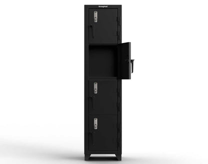 Extra Heavy Duty 14 GA 4-Tier Locker with Keyless Entry Lock, 4 Compartments - 18 in. W x 18 in. D x 75 in. H