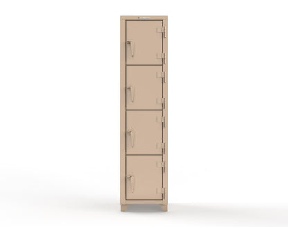 Extra Heavy Duty 14 GA 4-Tier Locker, 4 Compartments - 18 in. W x 18 in. D x 75 in. H - 1.66-4D-18-4T-L-1019