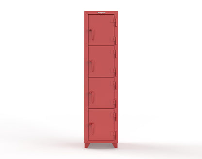 Extra Heavy Duty 14 GA 4-Tier Locker, 4 Compartments - 18 in. W x 18 in. D x 75 in. H - 1.66-4D-18-4T-L-3001