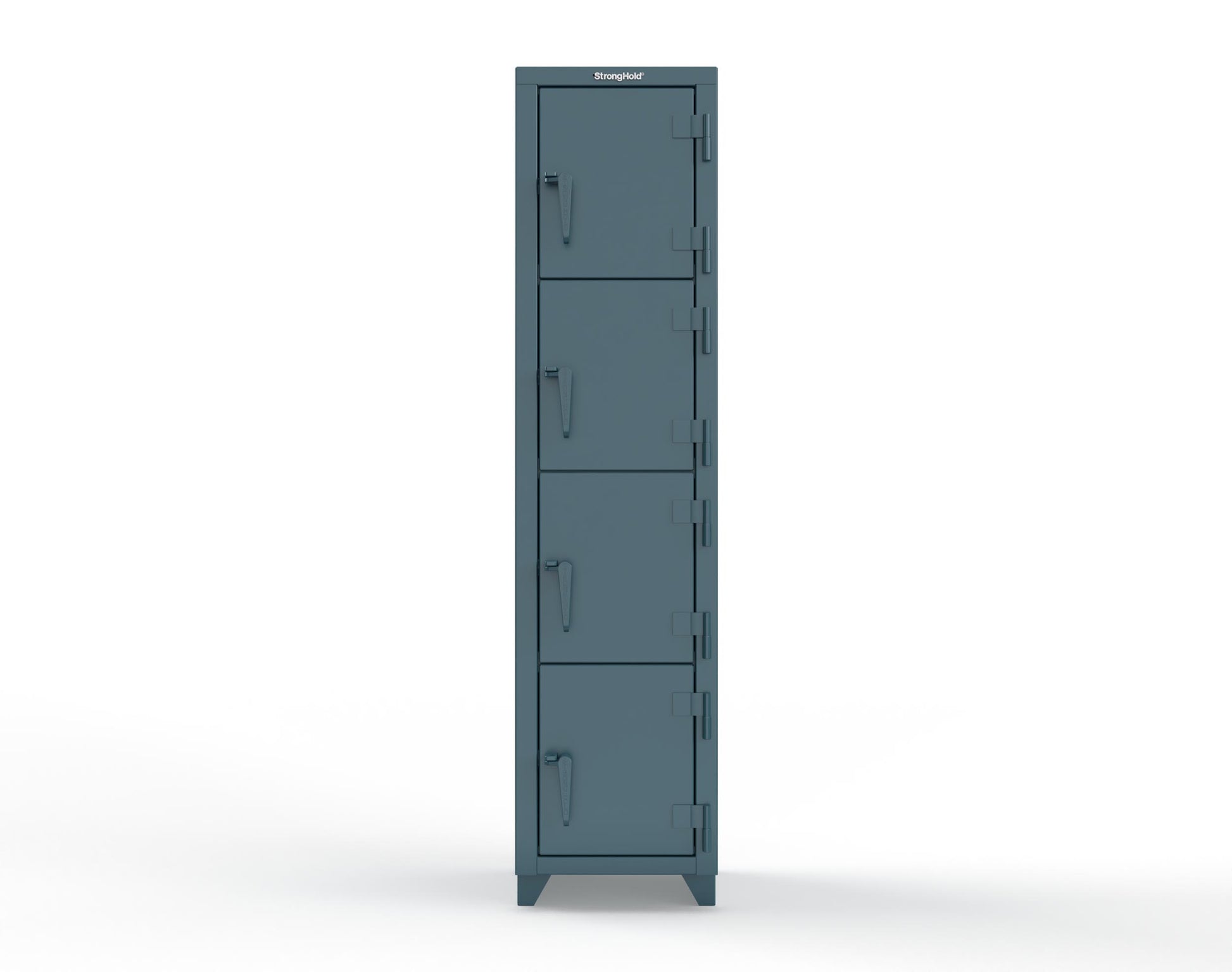 Extra Heavy Duty 14 GA 4-Tier Locker, 4 Compartments - 18 in. W x 18 in. D x 75 in. H - 1.66-4D-18-4T-L-5001