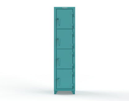 Extra Heavy Duty 14 GA 4-Tier Locker, 4 Compartments - 18 in. W x 18 in. D x 75 in. H - 1.66-4D-18-4T-L-5021