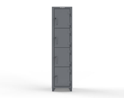 Extra Heavy Duty 14 GA 4-Tier Locker, 4 Compartments - 18 in. W x 18 in. D x 75 in. H - 1.66-4D-18-4T-L-7024