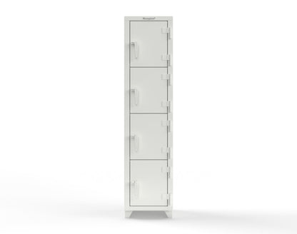 Extra Heavy Duty 14 GA 4-Tier Locker, 4 Compartments - 18 in. W x 18 in. D x 75 in. H - 1.66-4D-18-4T-L-9003