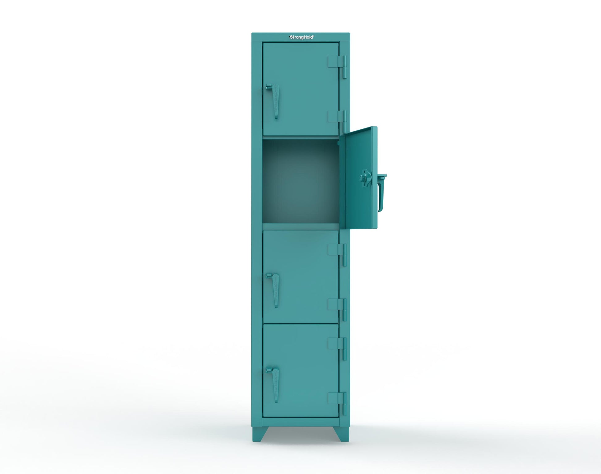 Extra Heavy Duty 14 GA 4-Tier Locker, 4 Compartments - 18 in. W x 18 in. D x 75 in. H - 1.66-4D-18-4T-L-5021