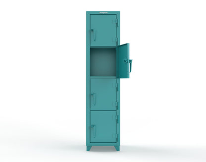 Extra Heavy Duty 14 GA 4-Tier Locker, 4 Compartments - 18 in. W x 18 in. D x 75 in. H - 1.66-4D-18-4T-L-5021