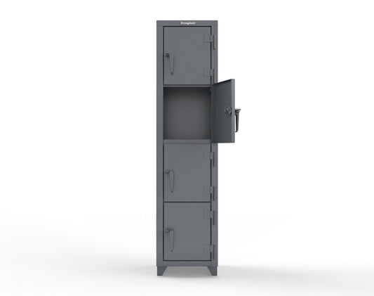 Extra Heavy Duty 14 GA 4-Tier Locker, 4 Compartments - 18 in. W x 18 in. D x 75 in. H - 1.66-4D-18-4T-L-7024