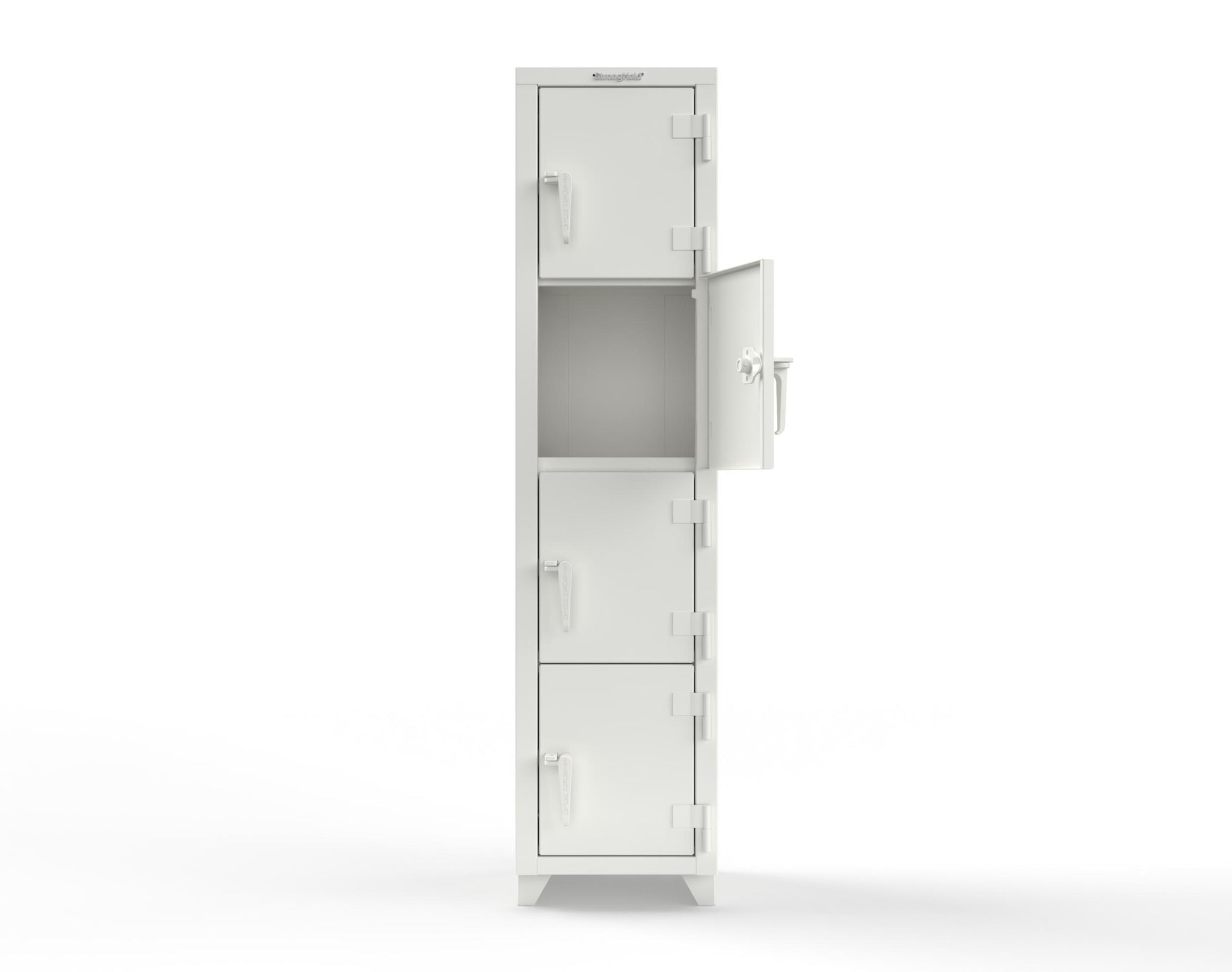 Extra Heavy Duty 14 GA 4-Tier Locker, 4 Compartments - 18 in. W x 18 in. D x 75 in. H - 1.66-4D-18-4T-L-9003