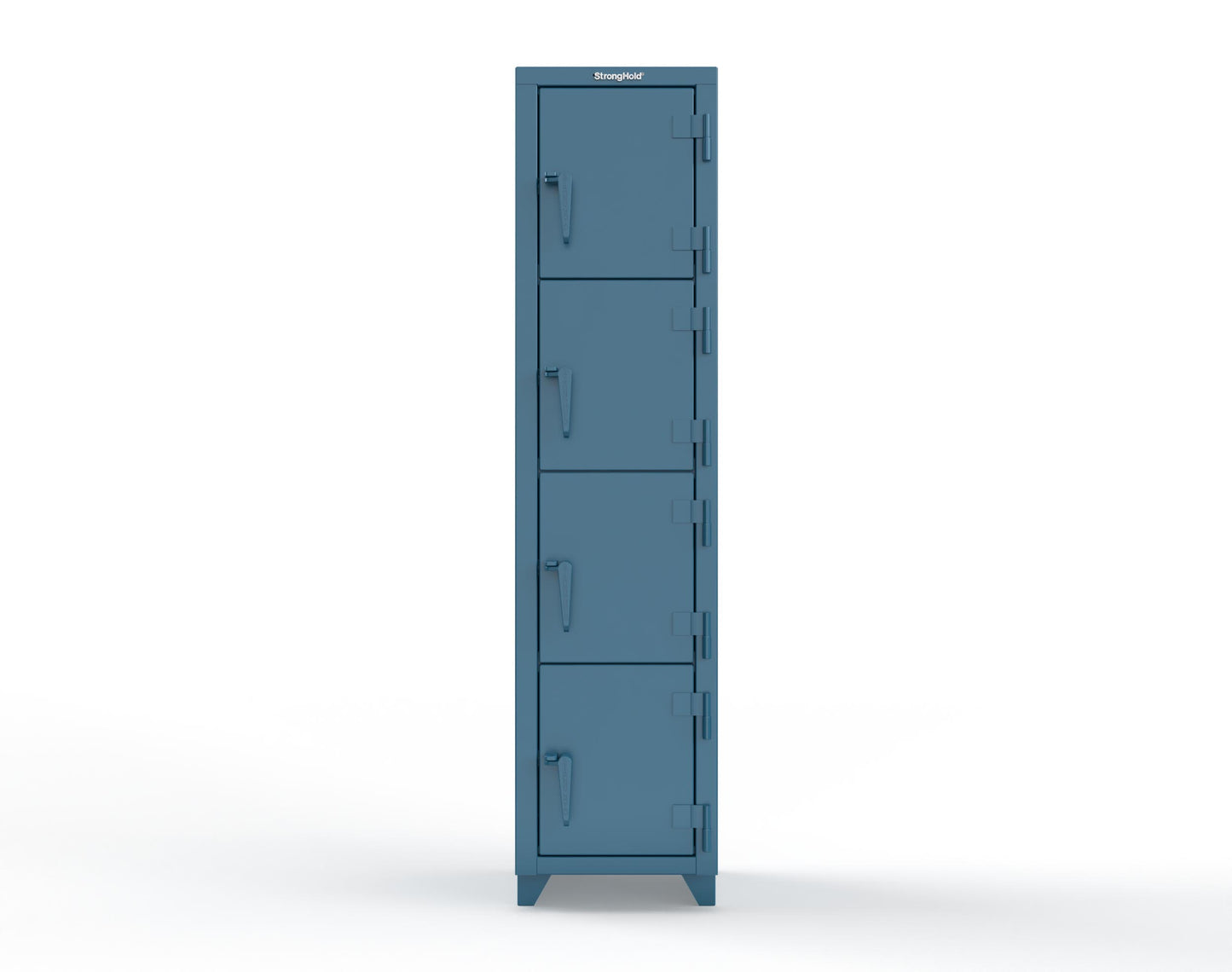 Extra Heavy Duty 14 GA 4-Tier Locker, 4 Compartments - 18 in. W x 18 in. D x 75 in. H - 1.66-4D-18-4T-L-5001