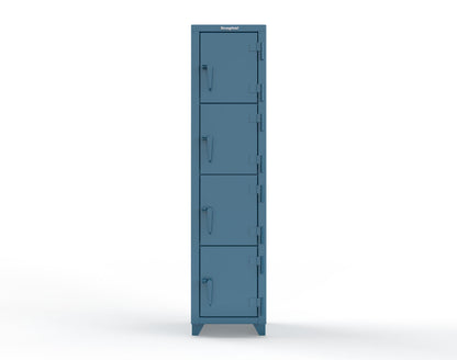 Extra Heavy Duty 14 GA 4-Tier Locker, 4 Compartments - 18 in. W x 18 in. D x 75 in. H - 1.66-4D-18-4T-L-5001