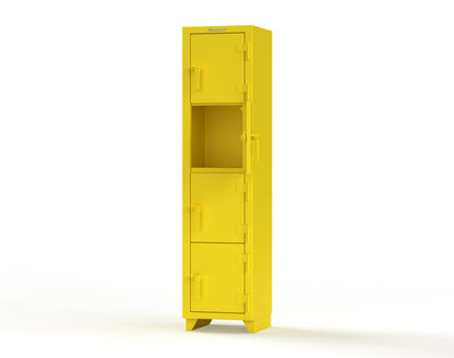 Extra Heavy Duty 14 GA 4-Tier Locker, 4 Compartments - 18 in. W x 18 in. D x 75 in. H - 1.66-4D-18-4T-L-1021