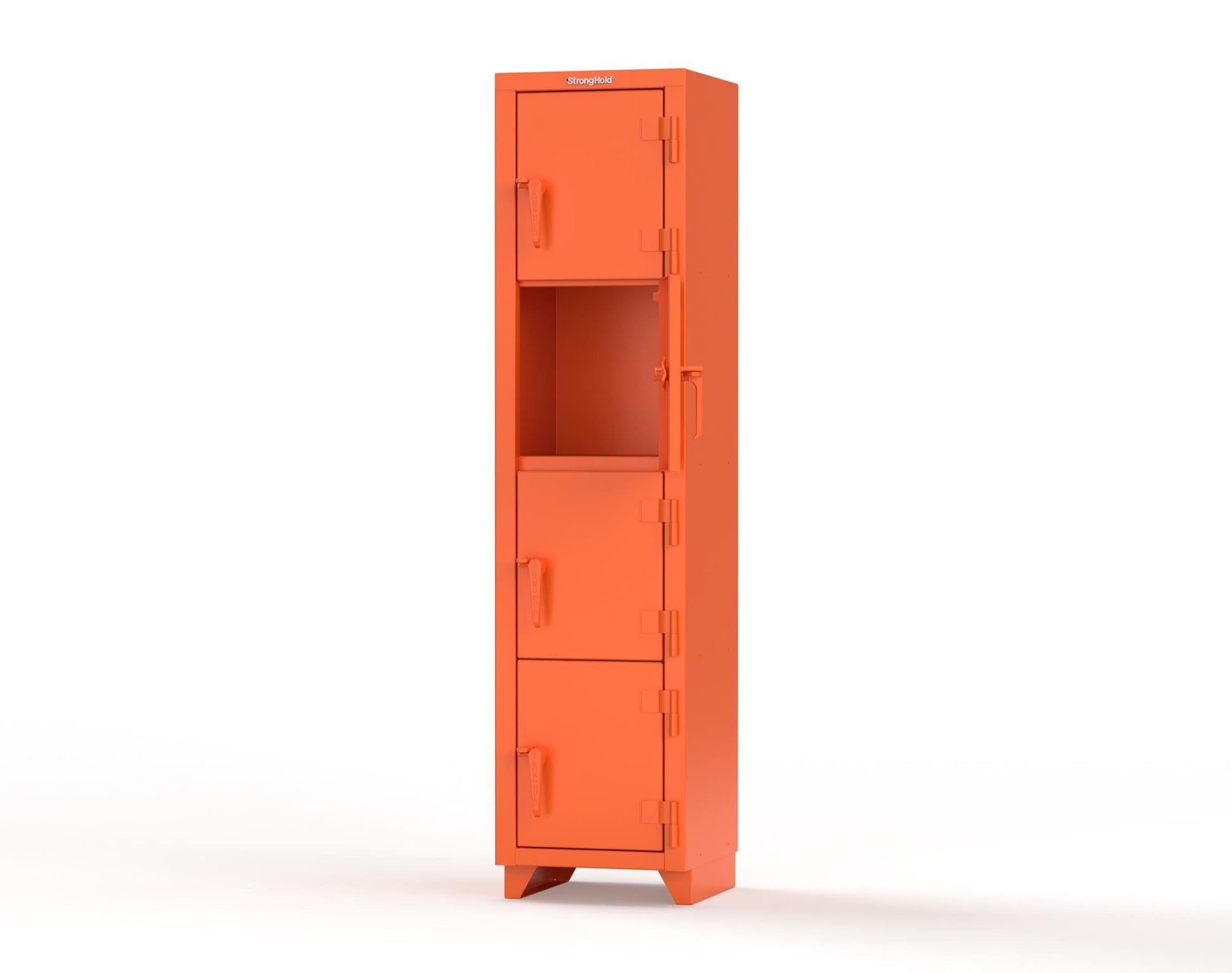 Extra Heavy Duty 14 GA 4-Tier Locker, 4 Compartments - 18 in. W x 18 in. D x 75 in. H - 1.66-4D-18-4T-L-2009