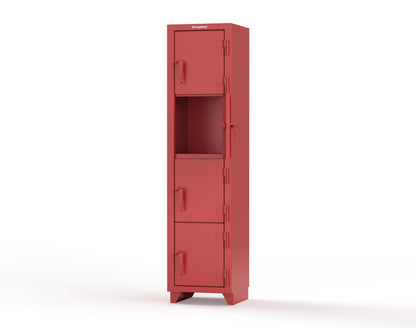 Extra Heavy Duty 14 GA 4-Tier Locker, 4 Compartments - 18 in. W x 18 in. D x 75 in. H - 1.66-4D-18-4T-L-3001
