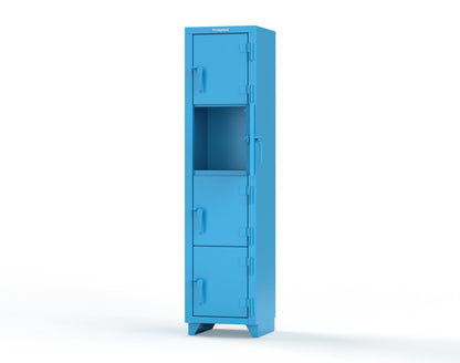 Extra Heavy Duty 14 GA 4-Tier Locker, 4 Compartments - 18 in. W x 18 in. D x 75 in. H - 1.66-4D-18-4T-L-5012