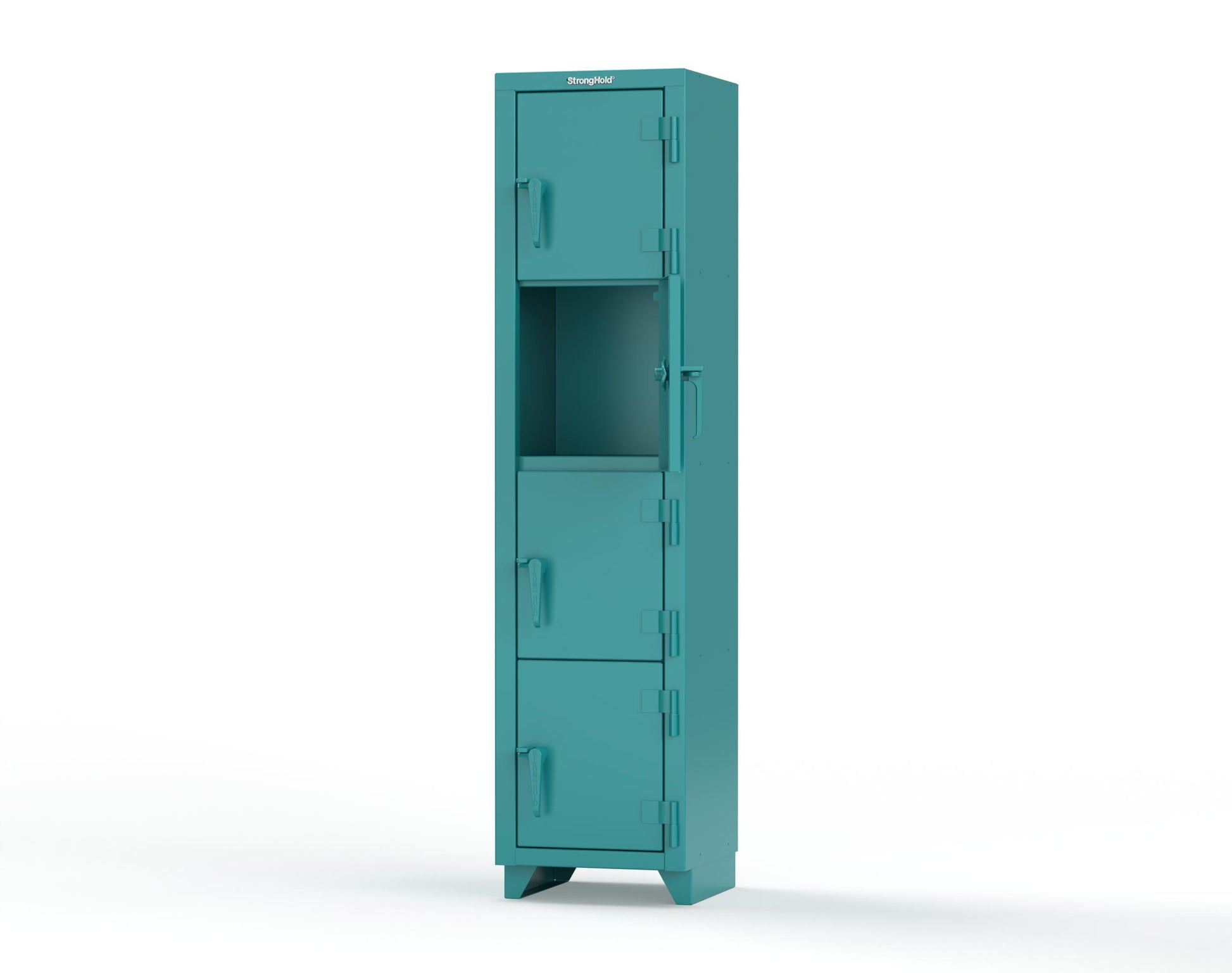 Extra Heavy Duty 14 GA 4-Tier Locker, 4 Compartments - 18 in. W x 18 in. D x 75 in. H - 1.66-4D-18-4T-L-5021