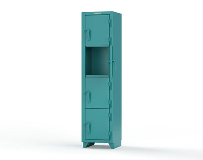 Extra Heavy Duty 14 GA 4-Tier Locker, 4 Compartments - 18 in. W x 18 in. D x 75 in. H - 1.66-4D-18-4T-L-5021