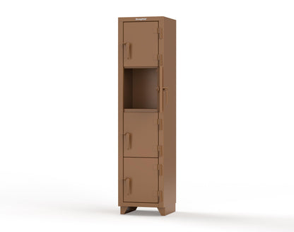 Extra Heavy Duty 14 GA 4-Tier Locker, 4 Compartments - 18 in. W x 18 in. D x 75 in. H - 1.66-4D-18-4T-L-8008