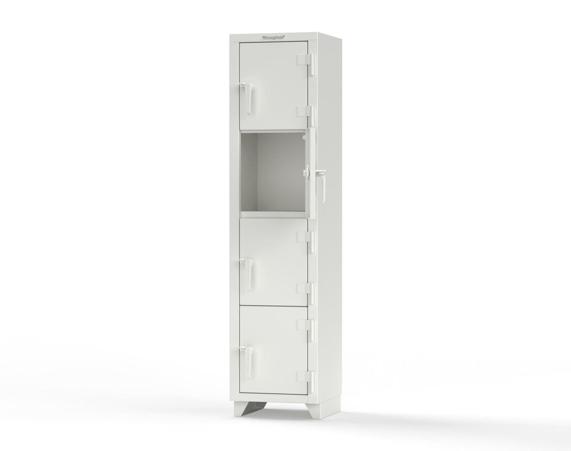 Extra Heavy Duty 14 GA 4-Tier Locker, 4 Compartments - 18 in. W x 18 in. D x 75 in. H - 1.66-4D-18-4T-L-9003