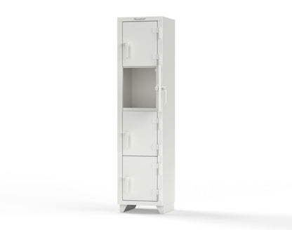 Extra Heavy Duty 14 GA 4-Tier Locker, 4 Compartments - 18 in. W x 18 in. D x 75 in. H - 1.66-4D-18-4T-L-9003