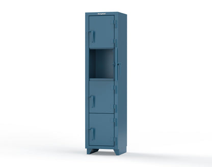 Extra Heavy Duty 14 GA 4-Tier Locker, 4 Compartments - 18 in. W x 18 in. D x 75 in. H - 1.66-4D-18-4T-L-5001