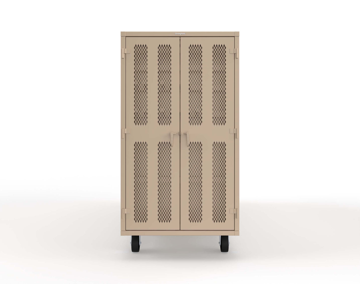 Extreme Duty Mobile Rigging Cabinet with 2 sets of 2 Ventilated Sliding Doors and 2 sets of 2 Ventilated Swing Doors with Short and Long Hangers  - 122 in. W x 50 in. D x 100 in. H - 10.27.6-4V-500-2SLD-2ED-40SH-16LH-FLP-CA-1019