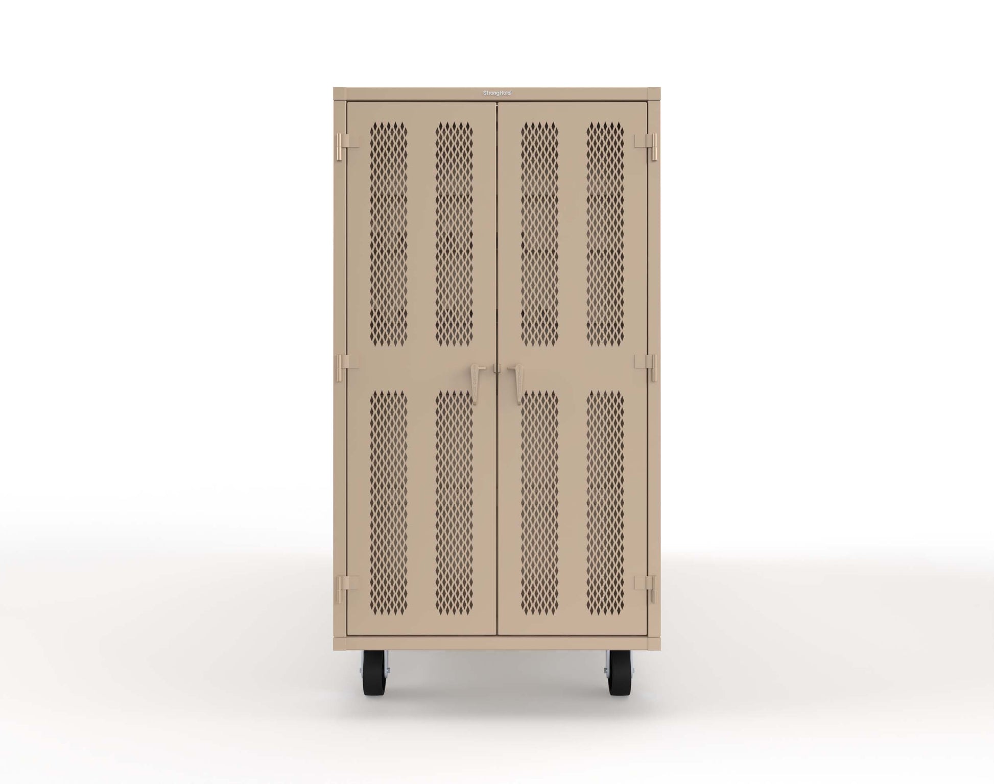 Extreme Duty Mobile Rigging Cabinet with 2 sets of 2 Ventilated Sliding Doors and 2 sets of 2 Ventilated Swing Doors with Short and Long Hangers  - 122 in. W x 50 in. D x 100 in. H - 10.27.6-4V-500-2SLD-2ED-40SH-16LH-FLP-CA-1019