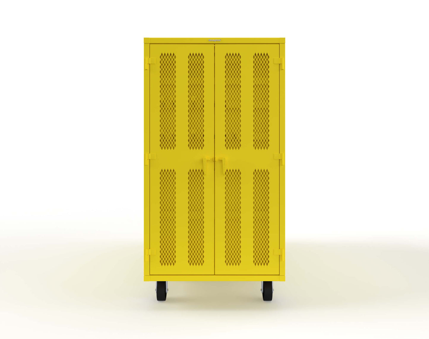 Extreme Duty Mobile Rigging Cabinet with 2 sets of 2 Ventilated Sliding Doors and 2 sets of 2 Ventilated Swing Doors with Short and Long Hangers  - 122 in. W x 50 in. D x 100 in. H - 10.27.6-4V-500-2SLD-2ED-40SH-16LH-FLP-CA-1021