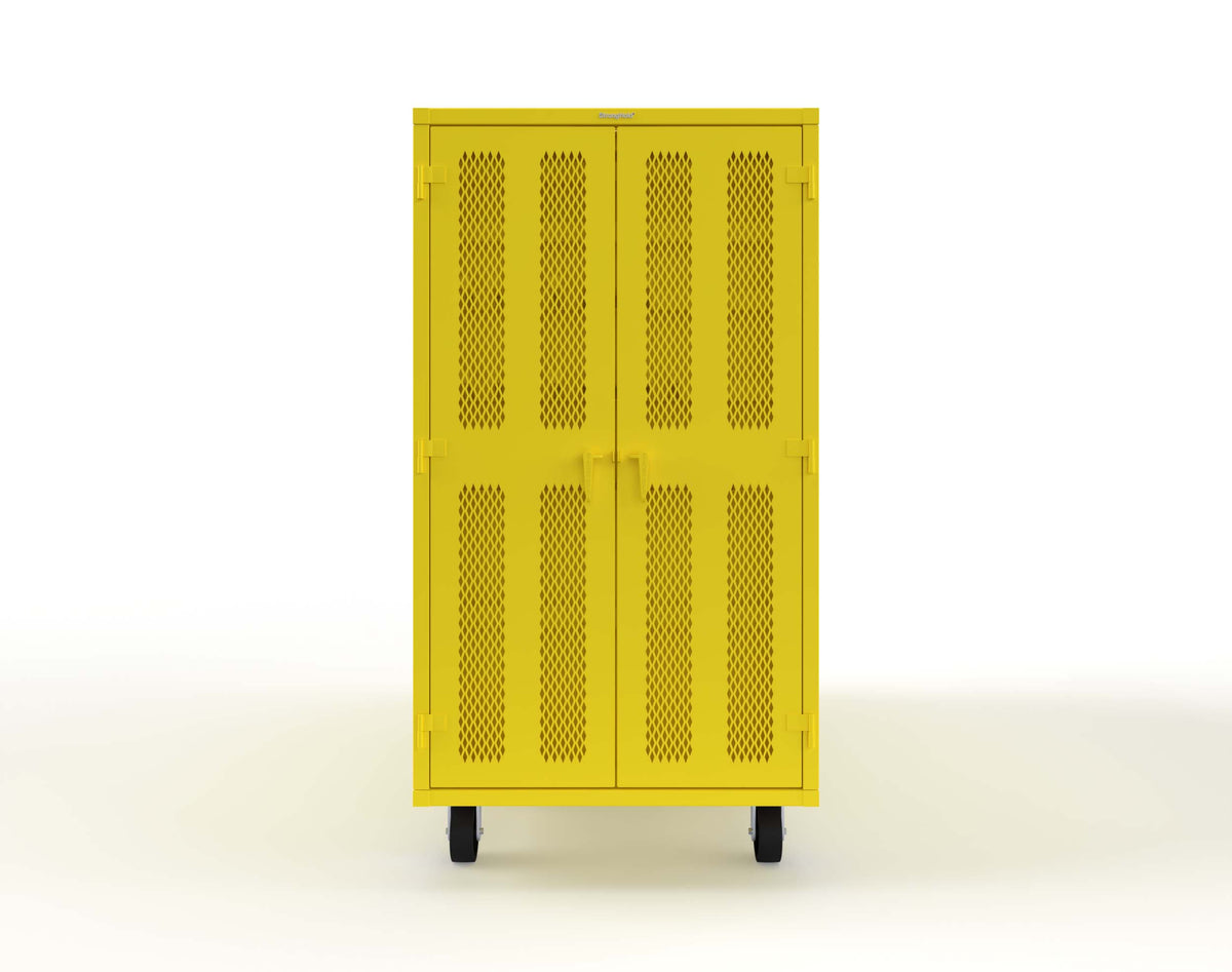 Extreme Duty Mobile Rigging Cabinet with 2 sets of 2 Ventilated Sliding Doors and 2 sets of 2 Ventilated Swing Doors with Short and Long Hangers - 122 in. W x 50 in. D x 100 in. H - 10.27.6-4V-500-2SLD-2ED-40SH-16LH-FLP-CA-1023