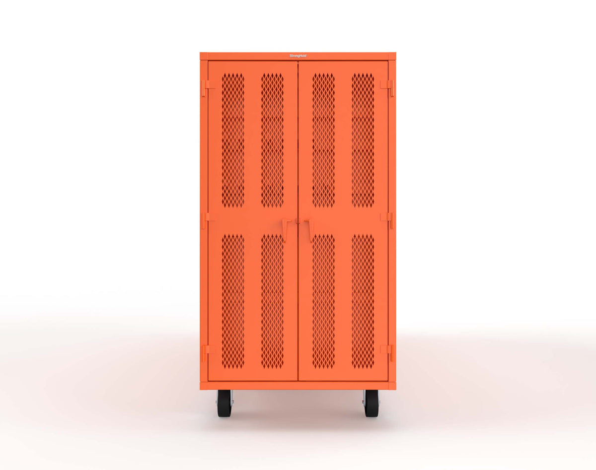 Extreme Duty Mobile Rigging Cabinet with 2 sets of 2 Ventilated Sliding Doors and 2 sets of 2 Ventilated Swing Doors with Short and Long Hangers - 122 in. W x 50 in. D x 100 in. H - 10.27.6-4V-500-2SLD-2ED-40SH-16LH-FLP-CA-2004