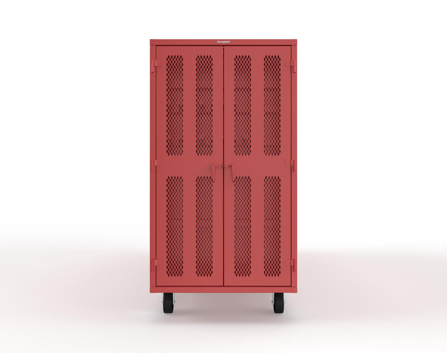 Extreme Duty Mobile Rigging Cabinet with 2 sets of 2 Ventilated Sliding Doors and 2 sets of 2 Ventilated Swing Doors with Short and Long Hangers  - 122 in. W x 50 in. D x 100 in. H - 10.27.6-4V-500-2SLD-2ED-40SH-16LH-FLP-CA-3001