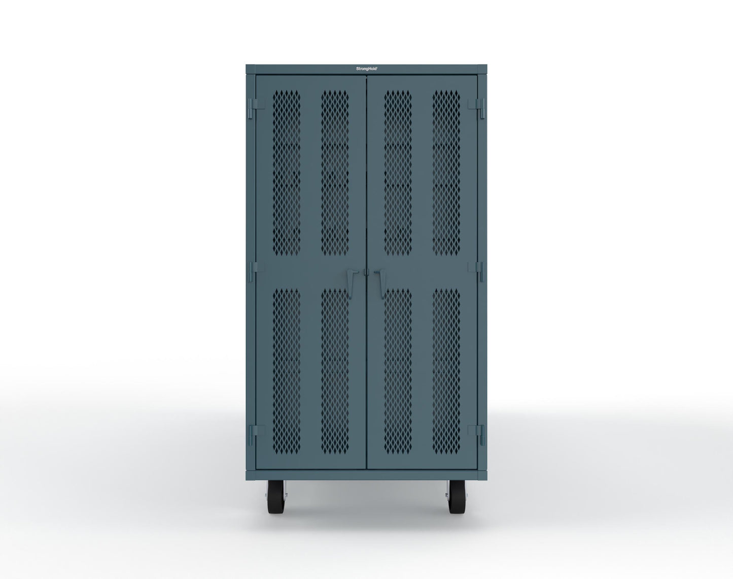 Extreme Duty Mobile Rigging Cabinet with 2 sets of 2 Ventilated Sliding Doors and 2 sets of 2 Ventilated Swing Doors with Short and Long Hangers  - 122 in. W x 50 in. D x 100 in. H - 10.27.6-4V-500-2SLD-2ED-40SH-16LH-FLP-CA-5001