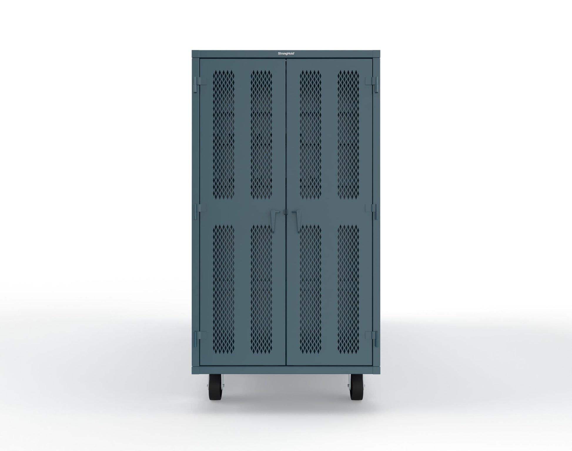 Extreme Duty Mobile Rigging Cabinet with 2 sets of 2 Ventilated Sliding Doors and 2 sets of 2 Ventilated Swing Doors with Short and Long Hangers  - 122 in. W x 50 in. D x 100 in. H - 10.27.6-4V-500-2SLD-2ED-40SH-16LH-FLP-CA-5001
