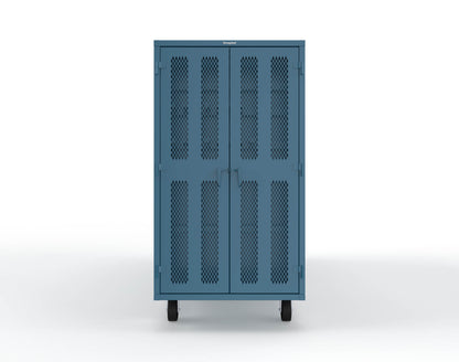 Extreme Duty Mobile Rigging Cabinet with 2 sets of 2 Ventilated Sliding Doors and 2 sets of 2 Ventilated Swing Doors with Short and Long Hangers - 122 in. W x 50 in. D x 100 in. H - 10.27.6-4V-500-2SLD-2ED-40SH-16LH-FLP-CA-5010