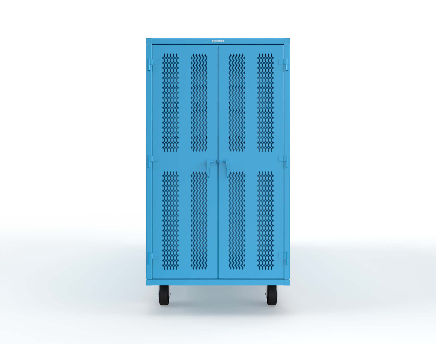 Extreme Duty Mobile Rigging Cabinet with 2 sets of 2 Ventilated Sliding Doors and 2 sets of 2 Ventilated Swing Doors with Short and Long Hangers  - 122 in. W x 50 in. D x 100 in. H - 10.27.6-4V-500-2SLD-2ED-40SH-16LH-FLP-CA-5012