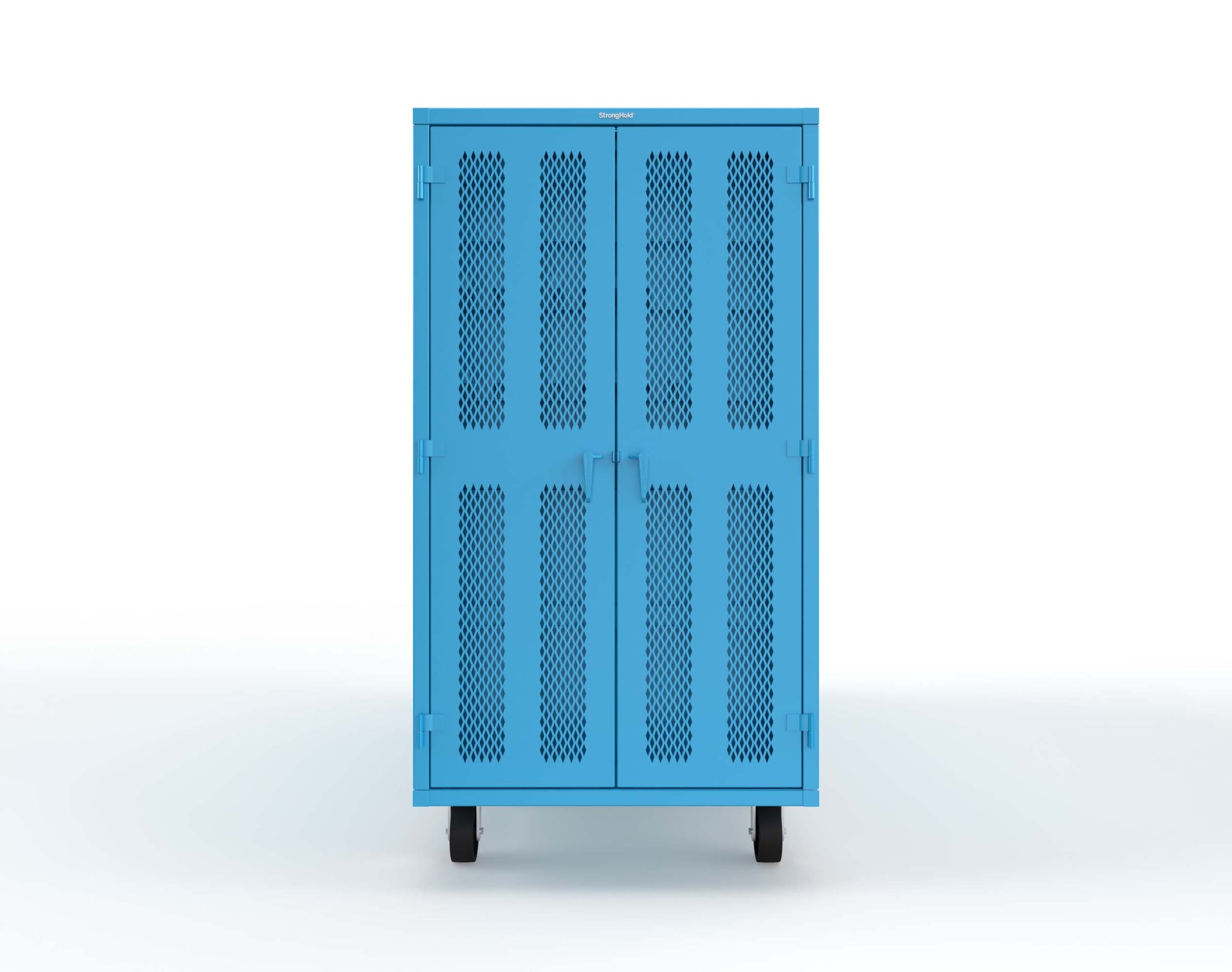 Extreme Duty Mobile Rigging Cabinet with 2 sets of 2 Ventilated Sliding Doors and 2 sets of 2 Ventilated Swing Doors with Short and Long Hangers  - 122 in. W x 50 in. D x 100 in. H - 10.27.6-4V-500-2SLD-2ED-40SH-16LH-FLP-CA-5012