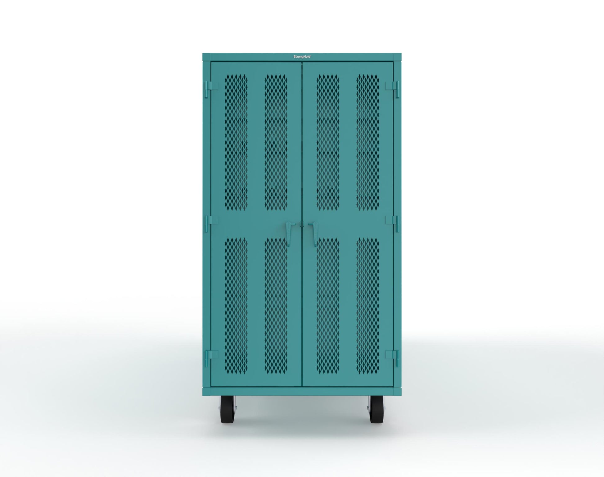 Extreme Duty Mobile Rigging Cabinet with 2 sets of 2 Ventilated Sliding Doors and 2 sets of 2 Ventilated Swing Doors with Short and Long Hangers  - 122 in. W x 50 in. D x 100 in. H - 10.27.6-4V-500-2SLD-2ED-40SH-16LH-FLP-CA-5021