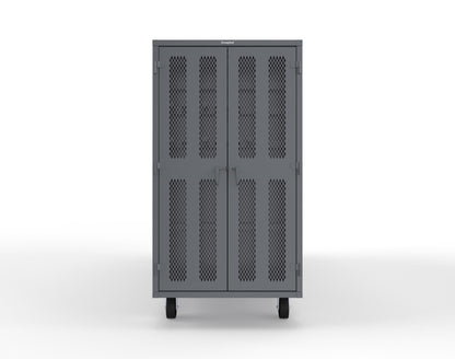 Extreme Duty Mobile Rigging Cabinet with 2 sets of 2 Ventilated Sliding Doors and 2 sets of 2 Ventilated Swing Doors with Short and Long Hangers  - 122 in. W x 50 in. D x 100 in. H - 10.27.6-4V-500-2SLD-2ED-40SH-16LH-FLP-CA-7024