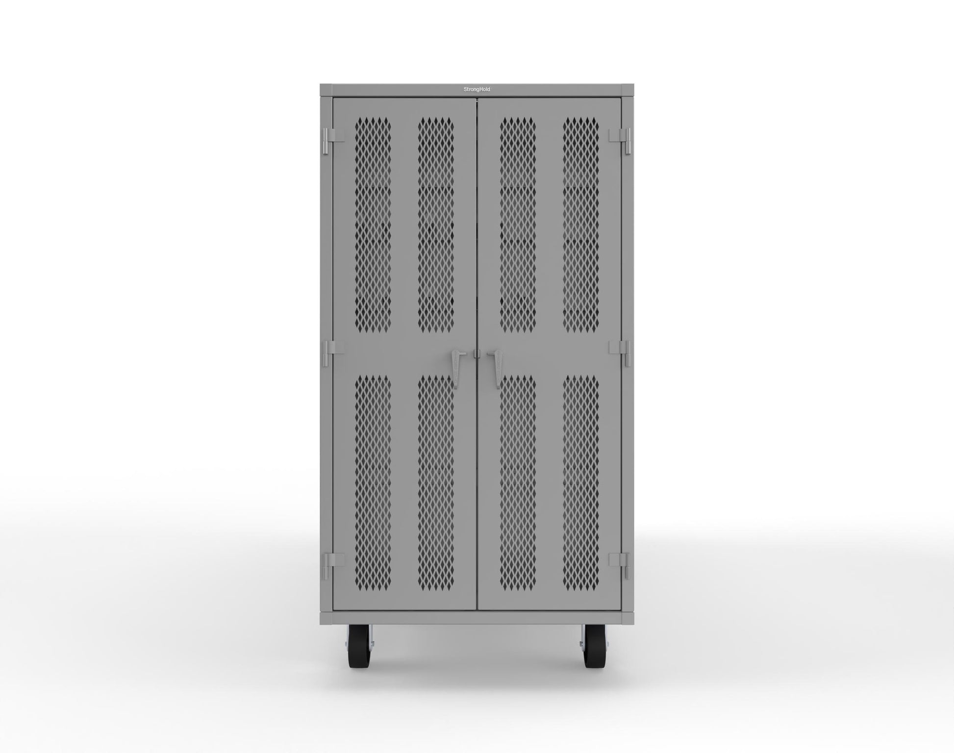 Extreme Duty Mobile Rigging Cabinet with 2 sets of 2 Ventilated Sliding Doors and 2 sets of 2 Ventilated Swing Doors with Short and Long Hangers  - 122 in. W x 50 in. D x 100 in. H - 10.27.6-4V-500-2SLD-2ED-40SH-16LH-FLP-CA-7037