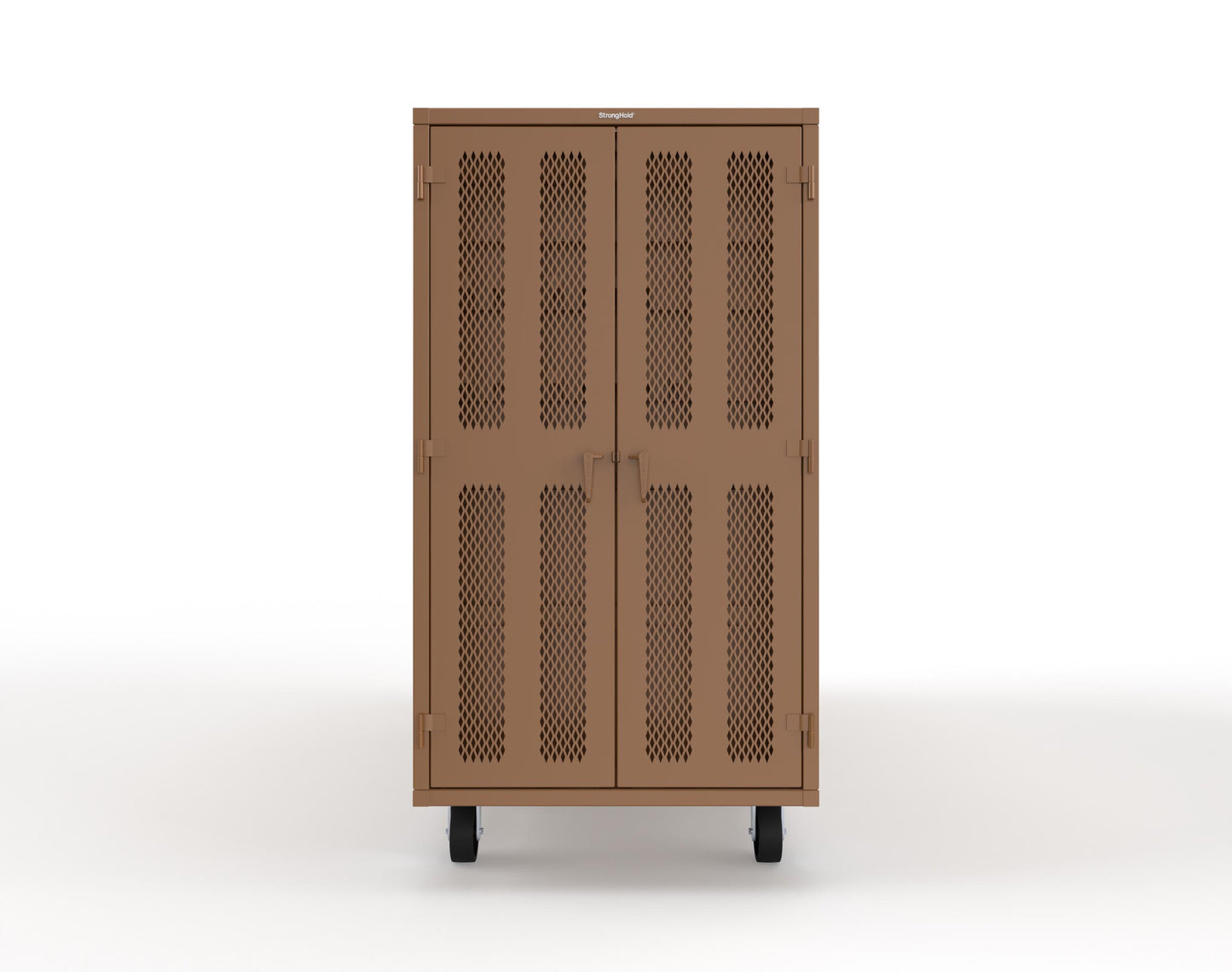 Extreme Duty Mobile Rigging Cabinet with 2 sets of 2 Ventilated Sliding Doors and 2 sets of 2 Ventilated Swing Doors with Short and Long Hangers  - 122 in. W x 50 in. D x 100 in. H - 10.27.6-4V-500-2SLD-2ED-40SH-16LH-FLP-CA-8008