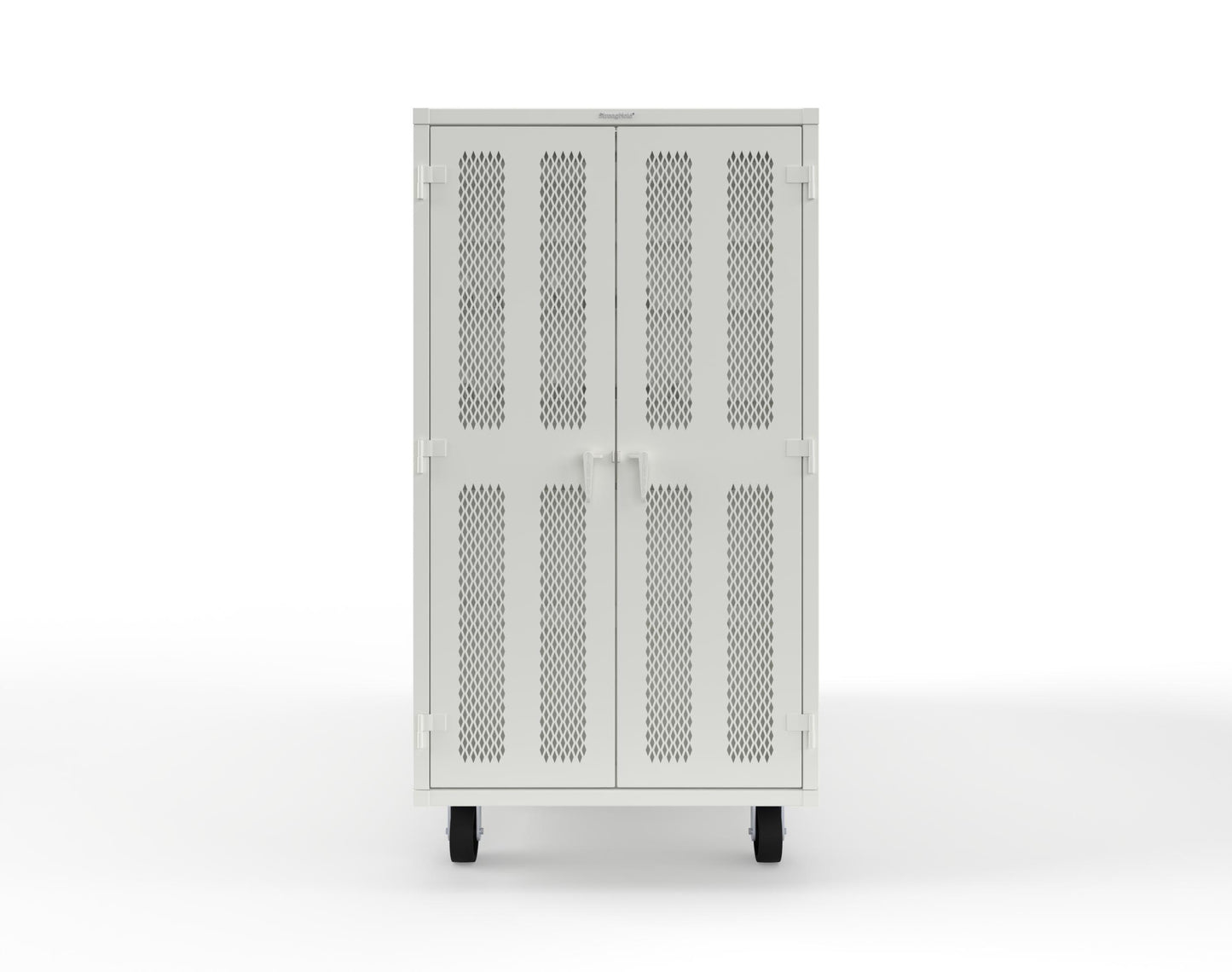 Extreme Duty Mobile Rigging Cabinet with 2 sets of 2 Ventilated Sliding Doors and 2 sets of 2 Ventilated Swing Doors with Short and Long Hangers  - 122 in. W x 50 in. D x 100 in. H - 10.27.6-4V-500-2SLD-2ED-40SH-16LH-FLP-CA-9003