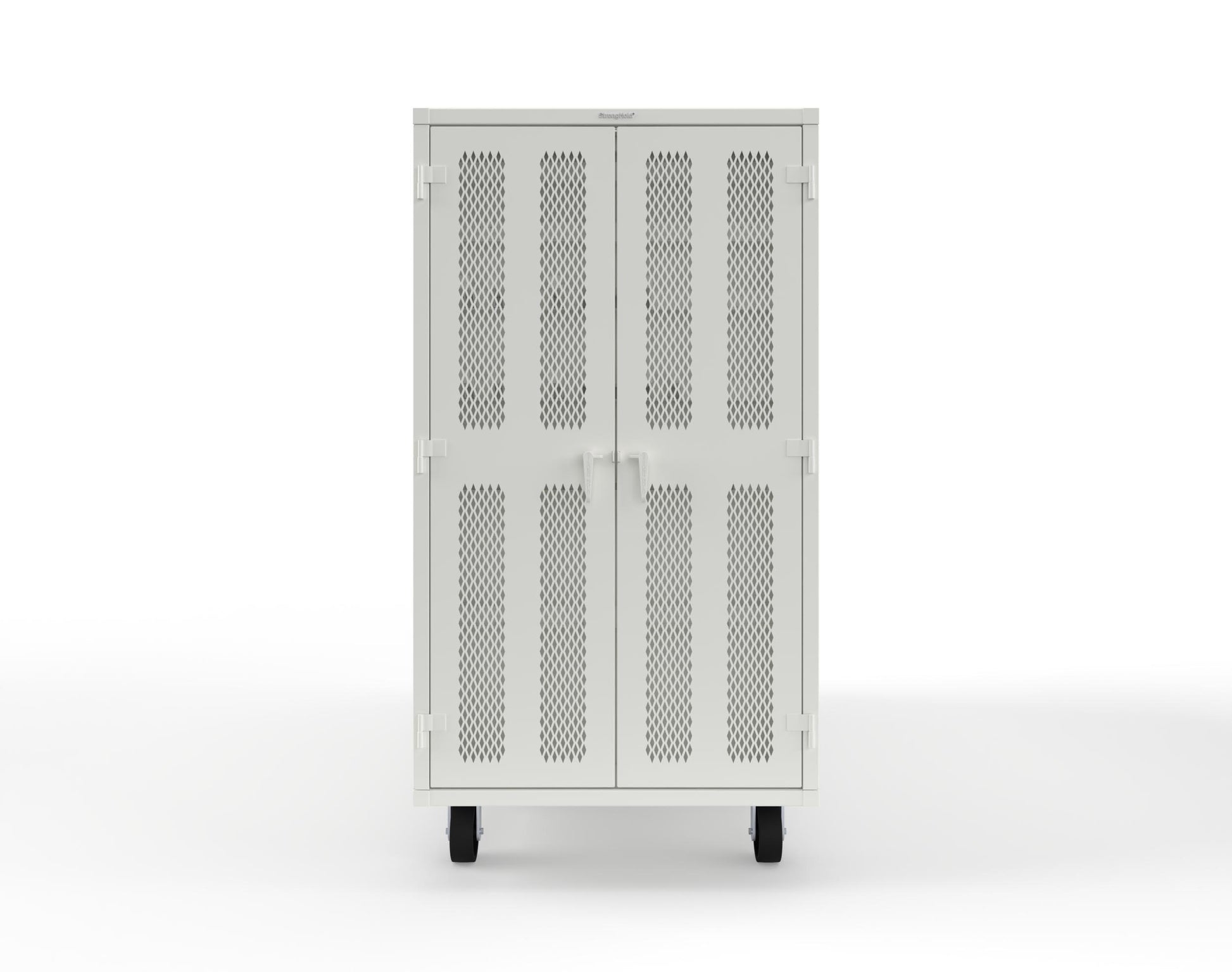 Extreme Duty Mobile Rigging Cabinet with 2 sets of 2 Ventilated Sliding Doors and 2 sets of 2 Ventilated Swing Doors with Short and Long Hangers  - 122 in. W x 50 in. D x 100 in. H - 10.27.6-4V-500-2SLD-2ED-40SH-16LH-FLP-CA-9003