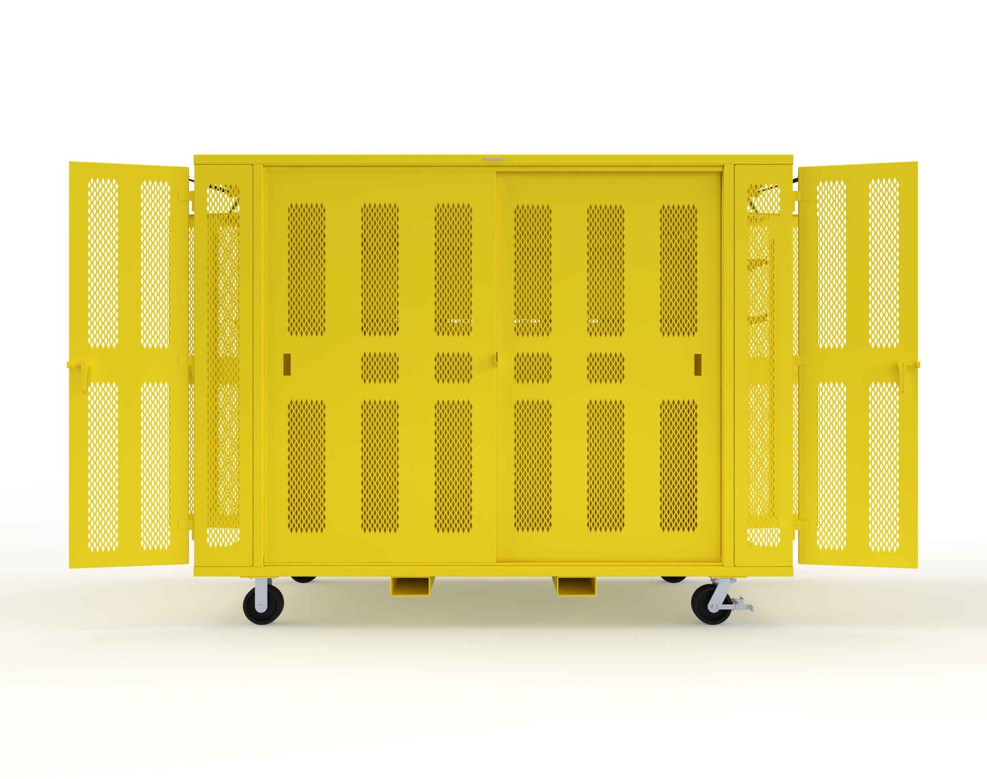 Extreme Duty Mobile Rigging Cabinet with 2 sets of 2 Ventilated Sliding Doors and 2 sets of 2 Ventilated Swing Doors with Short and Long Hangers  - 122 in. W x 50 in. D x 100 in. H - 10.27.6-4V-500-2SLD-2ED-40SH-16LH-FLP-CA-1021
