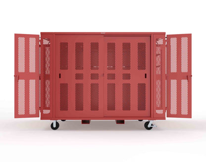Extreme Duty Mobile Rigging Cabinet with 2 sets of 2 Ventilated Sliding Doors and 2 sets of 2 Ventilated Swing Doors with Short and Long Hangers  - 122 in. W x 50 in. D x 100 in. H - 10.27.6-4V-500-2SLD-2ED-40SH-16LH-FLP-CA-3001