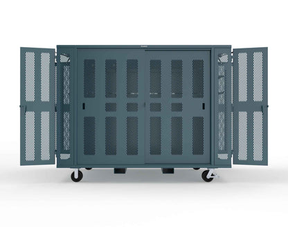 Extreme Duty Mobile Rigging Cabinet with 2 sets of 2 Ventilated Sliding Doors and 2 sets of 2 Ventilated Swing Doors with Short and Long Hangers  - 122 in. W x 50 in. D x 100 in. H - 10.27.6-4V-500-2SLD-2ED-40SH-16LH-FLP-CA-5001