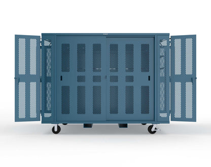 Extreme Duty Mobile Rigging Cabinet with 2 sets of 2 Ventilated Sliding Doors and 2 sets of 2 Ventilated Swing Doors with Short and Long Hangers - 122 in. W x 50 in. D x 100 in. H - 10.27.6-4V-500-2SLD-2ED-40SH-16LH-FLP-CA-5010