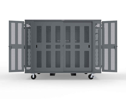 Extreme Duty Mobile Rigging Cabinet with 2 sets of 2 Ventilated Sliding Doors and 2 sets of 2 Ventilated Swing Doors with Short and Long Hangers  - 122 in. W x 50 in. D x 100 in. H - 10.27.6-4V-500-2SLD-2ED-40SH-16LH-FLP-CA-7024